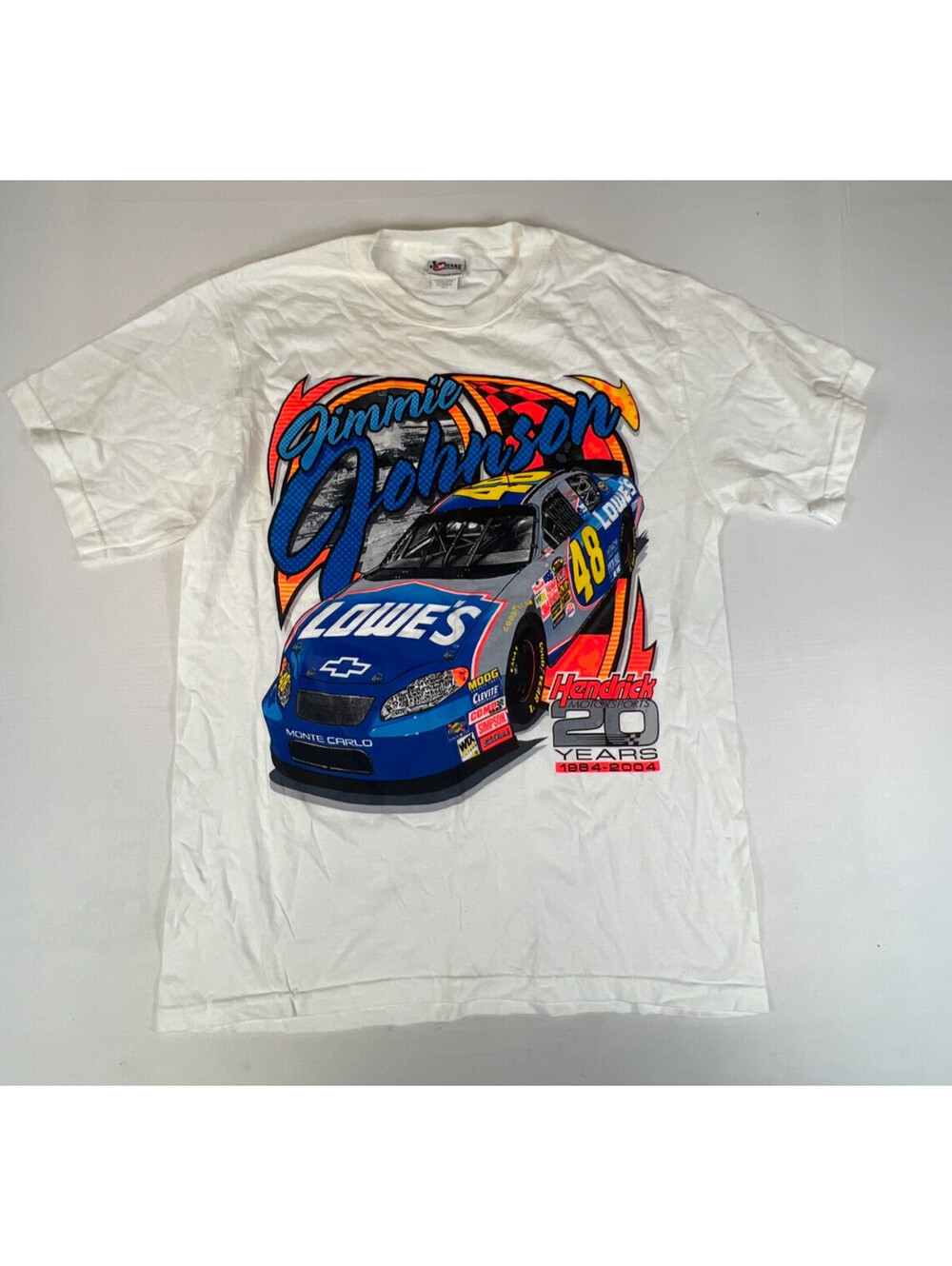 Chase Authentics Men M White Jimmie Johnson Nascar 2004 Vintage T-Shirt
